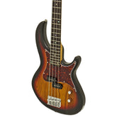 Aria 313MK2 Detroit Series 4-String Electric Bass Guitar in Open-Pore Sunburst Finish